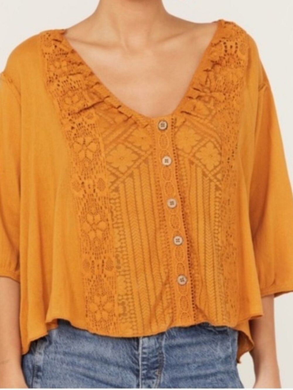 Free People Mae Top In Russet Orange Size Large.